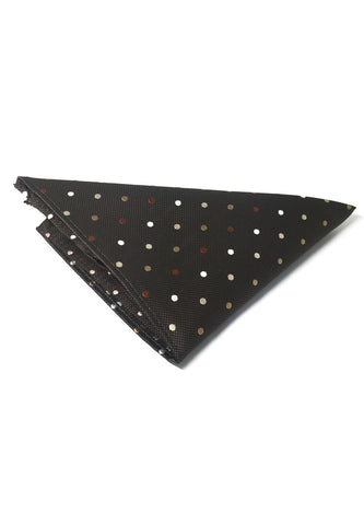 Dollop Series Brown and White Spots Dark Brown Polyester Pocket Square