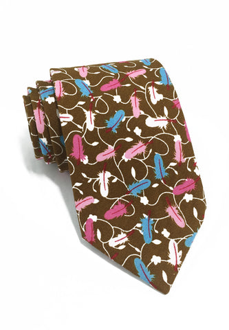 Featherweight Series Feather Design Golden Brown Cotton Tie