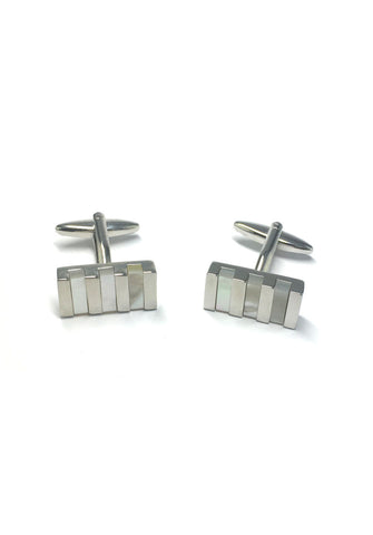 Pearl White Columns Rectangular Cufflinks