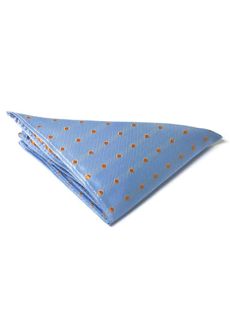 Dollop Series Orange Spots Sky Blue Polyester Pocket Square