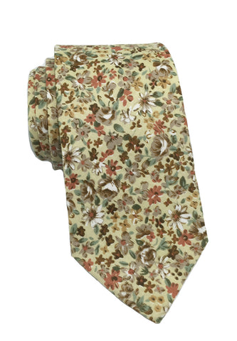 Featherweight Series Floral Design Beige Cotton Tie