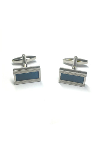 Blue Rectangle Insert Rectangular Cufflinks