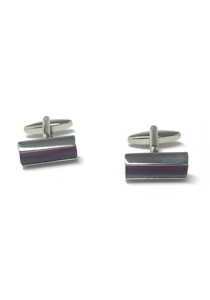 Purple Line Rectangular Cufflinks