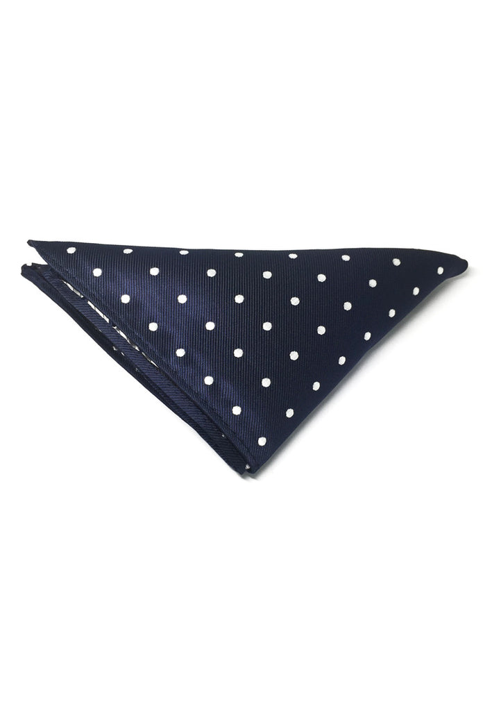 Dollop Series White Spots Navy Blue Polyester Pocket Square