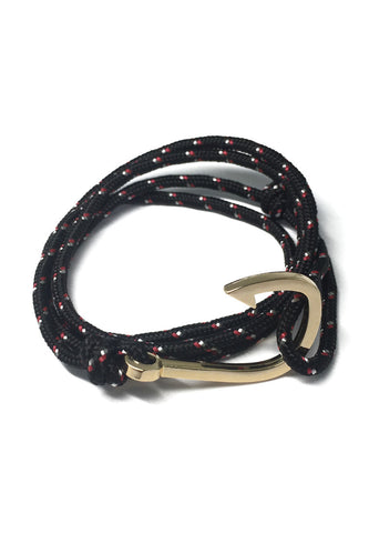 Angle Series Red and White Spots Black Polyester Strap Gold Fishing Hook Bracelet