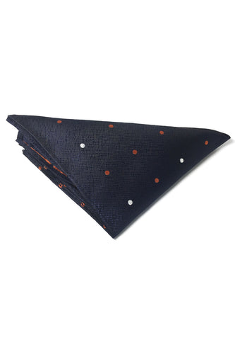 Dollop Series Orange and White Spots Navy Blue Polyester Pocket Square