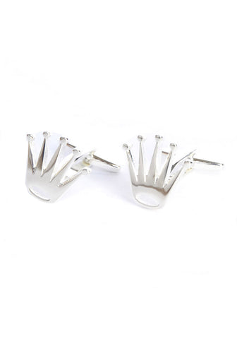 Silver Plated Spiked Crowns Cufflinks