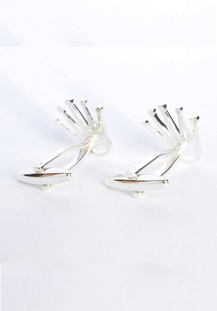 Silver Plated Spiked Crowns Cufflinks