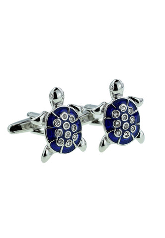 Blue Crystal Turtle Cufflinks