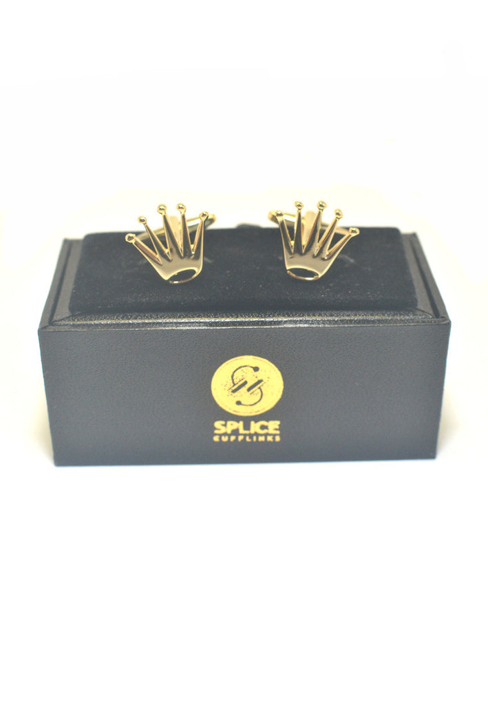 Gold Plated Spiked Crown Cufflinks