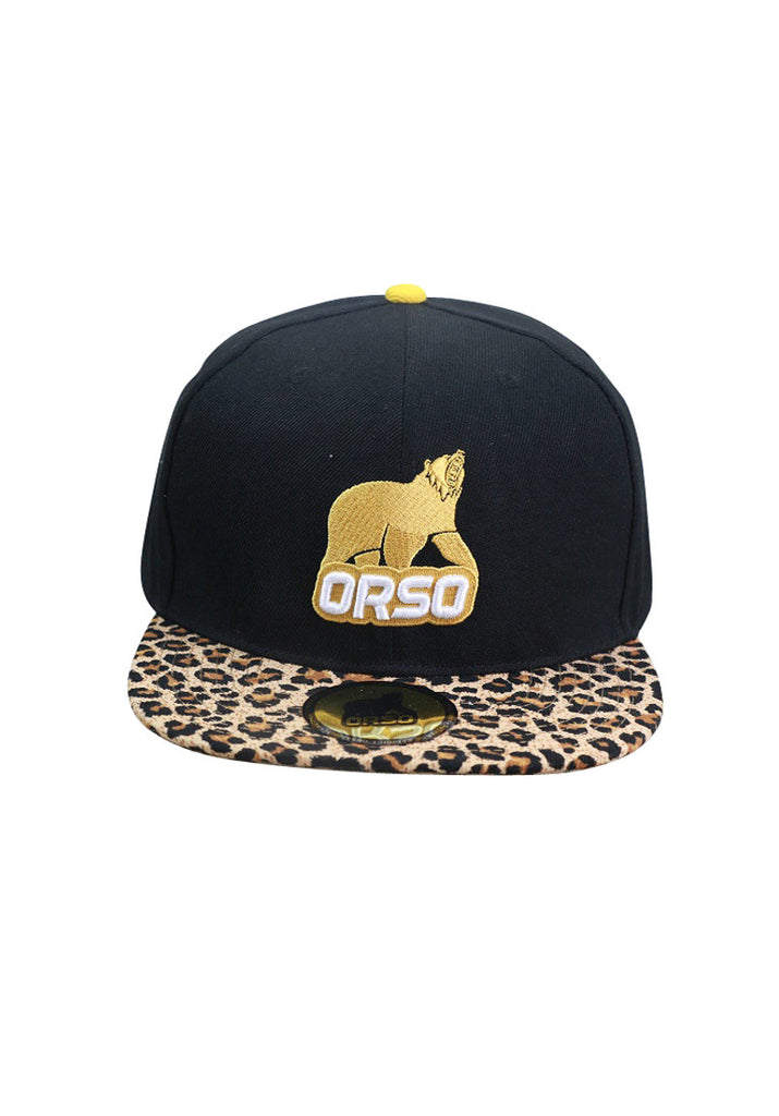 Orso Limited Edition Leopard Prints Visor Black Cotton Cap