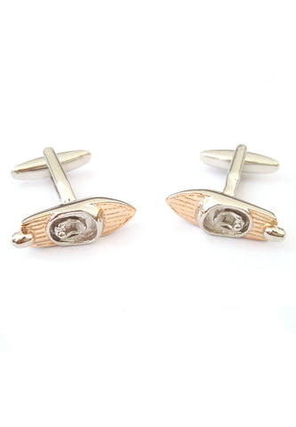 Two Tone Silver & Rose Gold Retro Speedboat Cufflinks