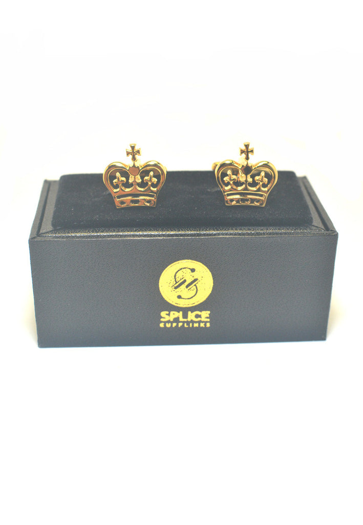 Golden Royal Crowns Cufflinks