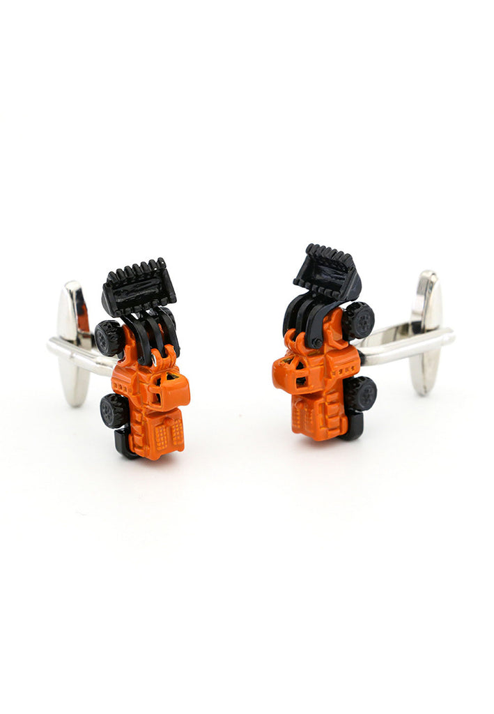 Orange Excavator Cufflinks