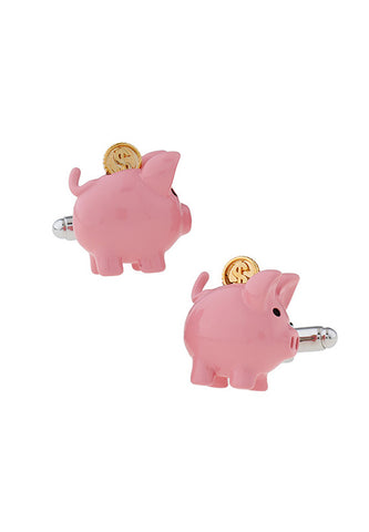Pink Piggy Bank Cufflinks
