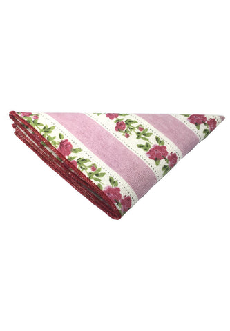 Tomahawk Series Pink and White Floral Design Cotton Pocket Square