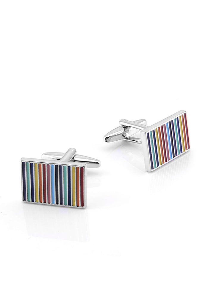 Colourful Stripes Rectangle Cufflinks