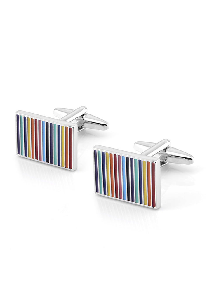 Colourful Stripes Rectangle Cufflinks