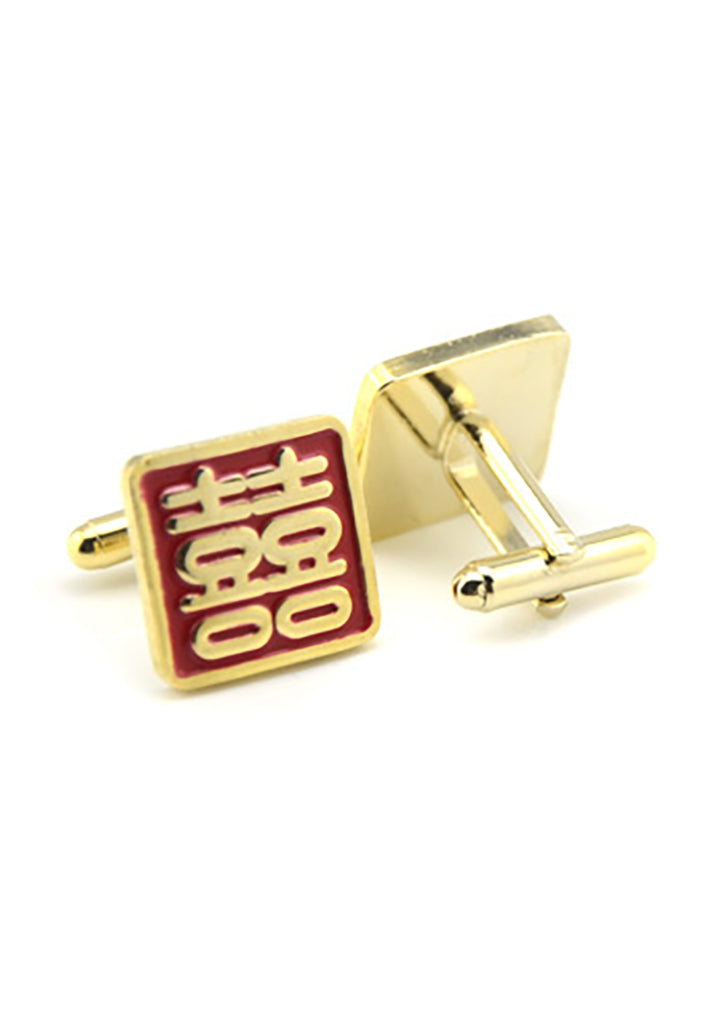 Gold Chinese Double Happiness Cufflinks