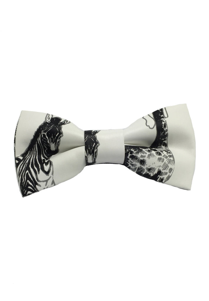 Fluky Series Zebra & Giraffe PU Leather Bow Tie