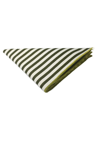 Tomahawk Series Green Stripes Design Cotton Pocket Square