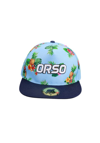 Orso 限量版海军蓝色遮阳帽菠萝设计淡蓝色棉帽