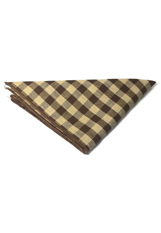 拼布系列棕色格子设计棉质口袋方巾