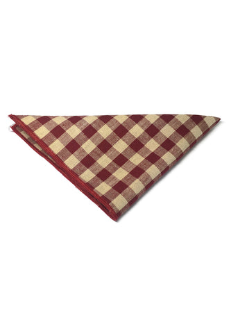 拼布系列红色格子设计棉质口袋方巾