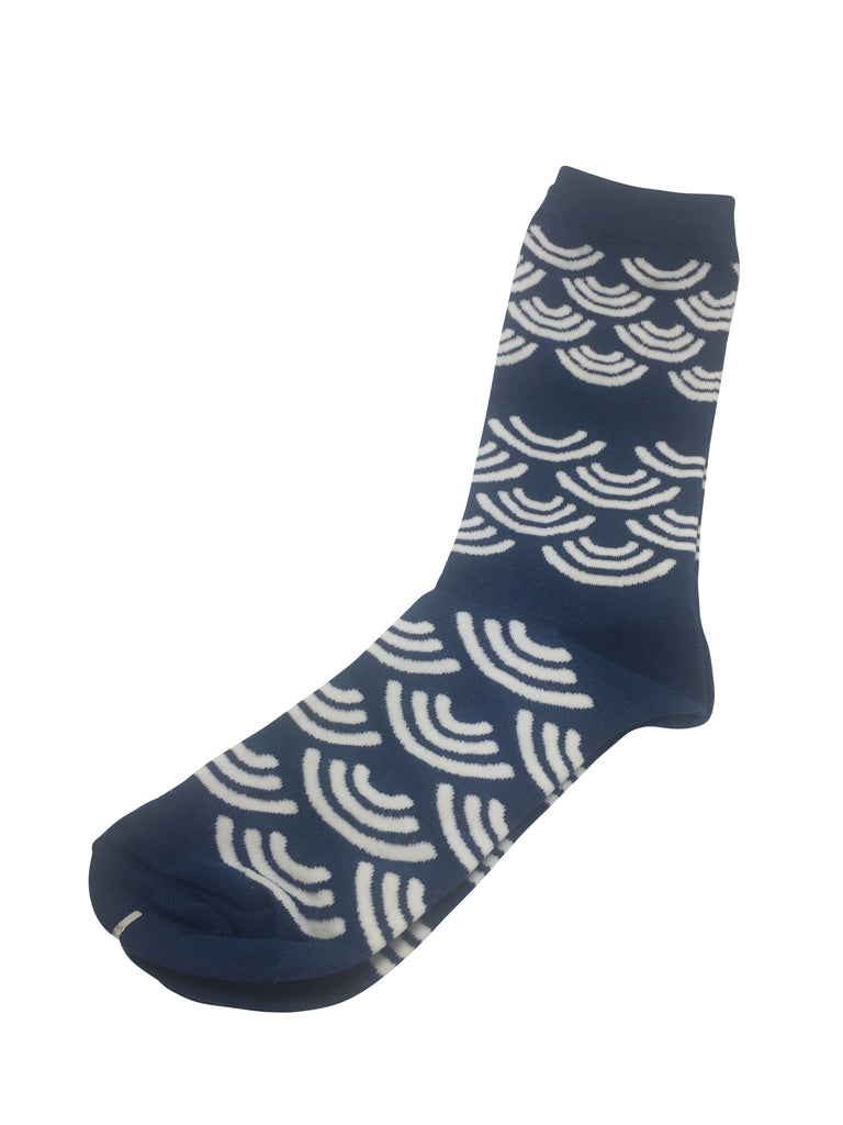 Splashy Series Wave Prints Dark Blue Socks
