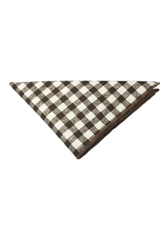 Patchwork Series Dark Brown Plaids Design Cotton Pocket Square