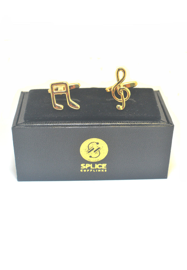 Nota Muzik Bersalut Emas &amp; Kancing Manset Treble Clef