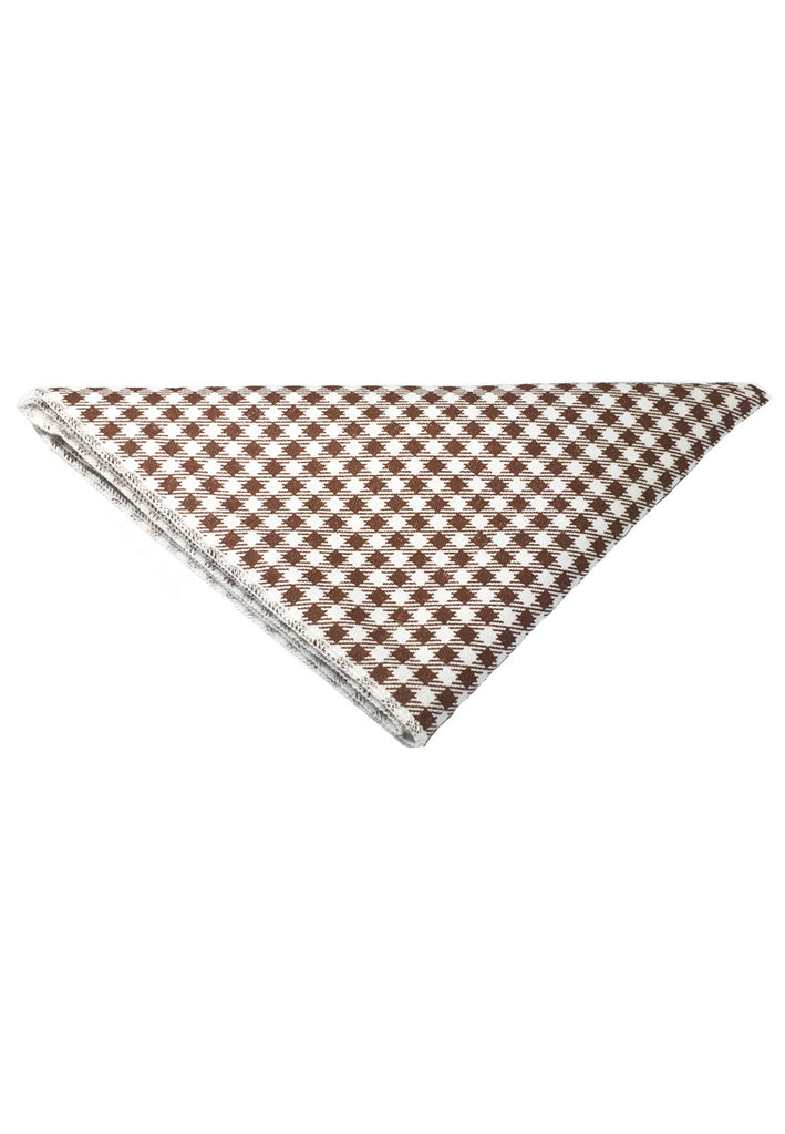 拼布系列小号棕色格子设计棉质口袋方巾