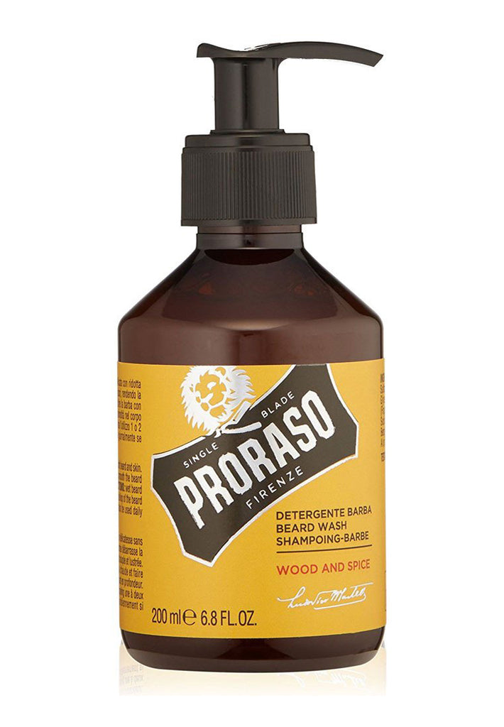 Proraso Single Blade Beard Wash, Wood and Spice, 6.8 fl. oz (200ml)