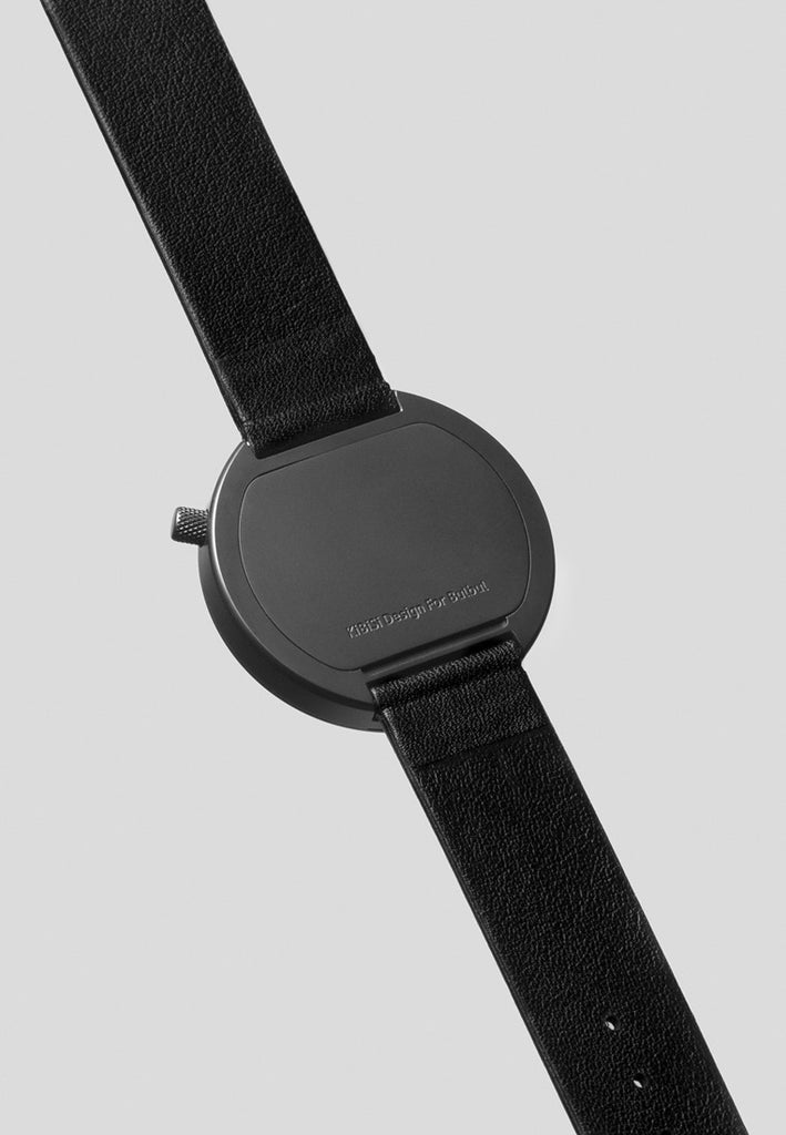 Bulbul Ore Black Steel on Black Italian Leather Watch
