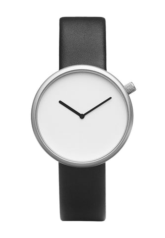 Bulbul Ore Matte Steel on Black Italian Leather Watch