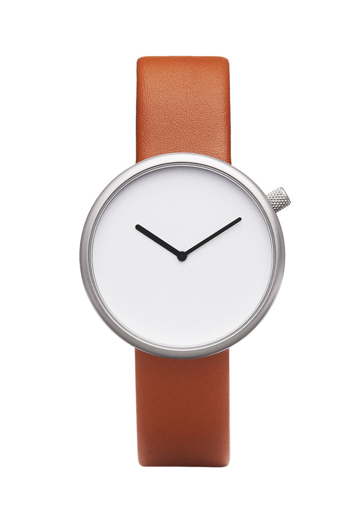 Bulbul Ore Matte Steel on Brown Italian Leather Watch