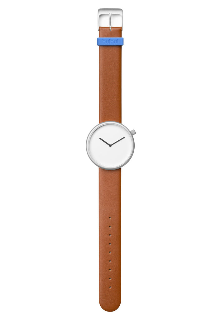 Bulbul Ore Matte Steel on Brown Italian Leather Watch