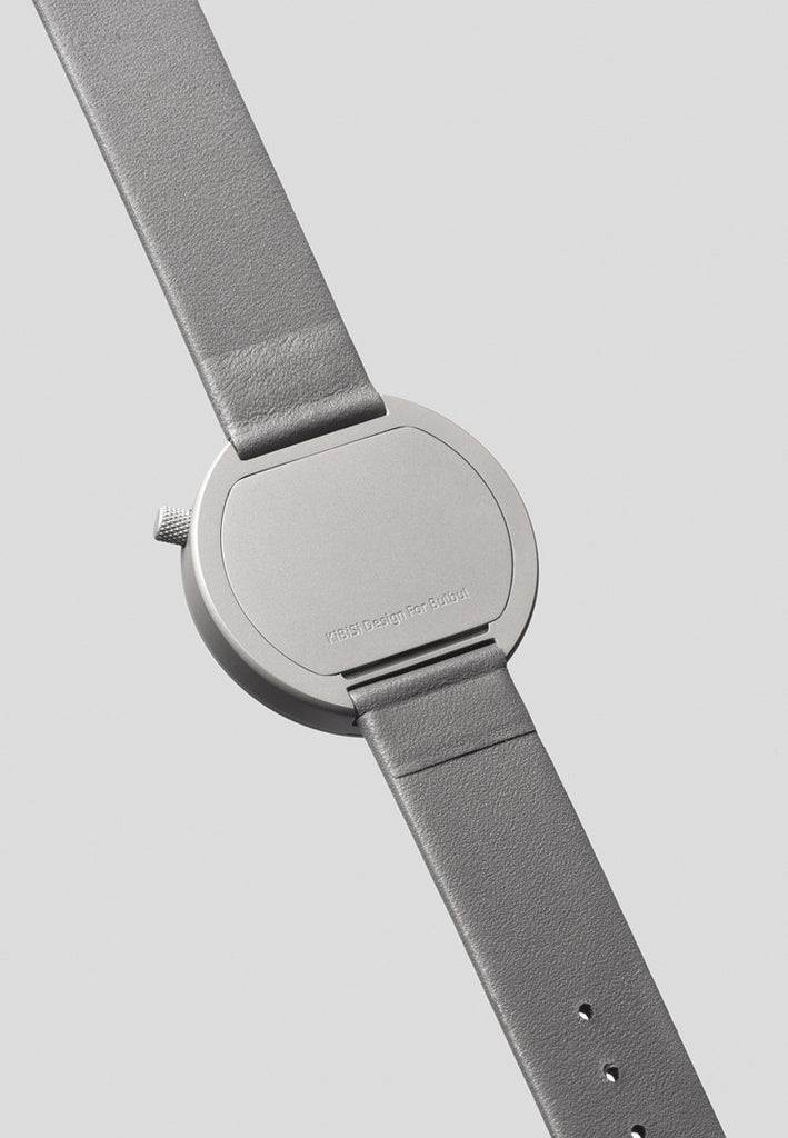Bulbul Ore Stone Grey Titanium Coated Steel on Grey Italian Leather Watch