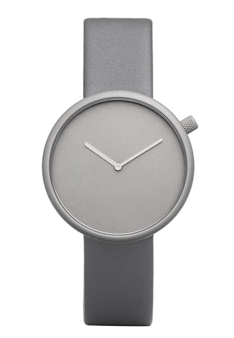 Bulbul Ore Stone Grey Titanium Coated Steel on Grey Italian Leather Watch