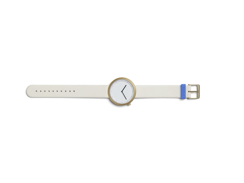 Bulbul Facette Golden Steel on Cream Italian Leather Watch