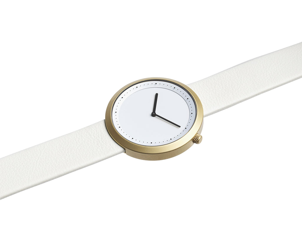 Bulbul Facette Golden Steel on Cream Italian Leather Watch