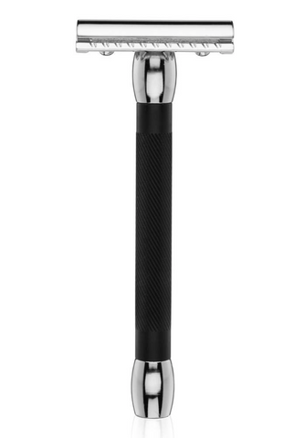 Merkur Safety Razor Bicolour Alu Black Straight Cut, Long Handle