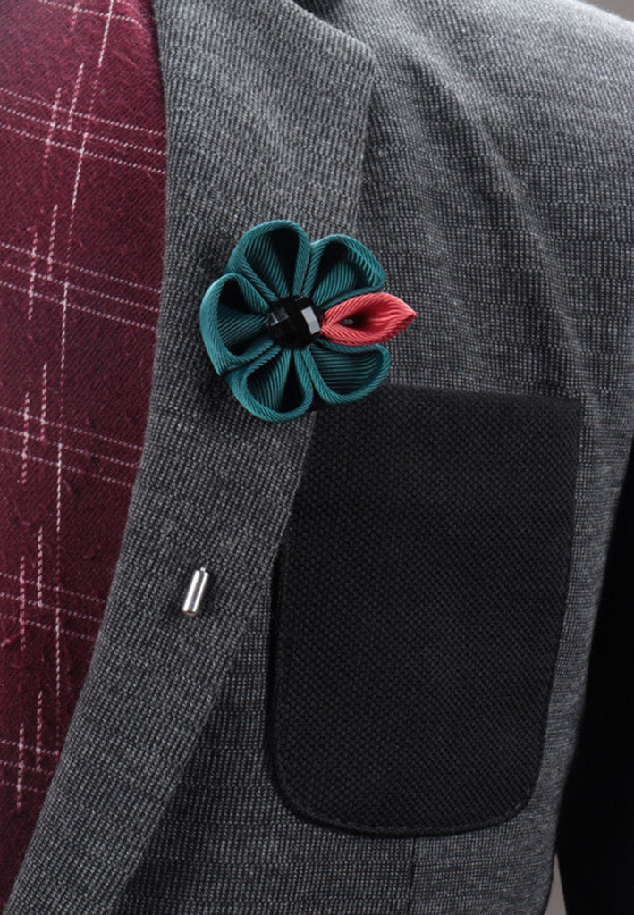 Orange Fabric Flower Lapel Pin