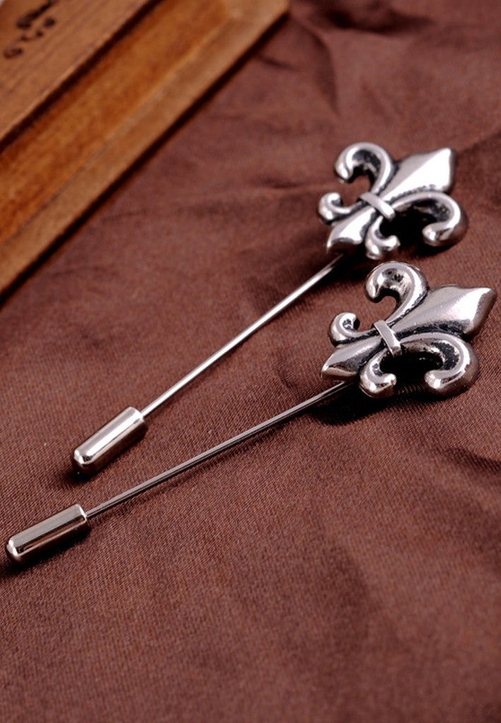 Matt Silver Fleur De Lys Lapel Pin