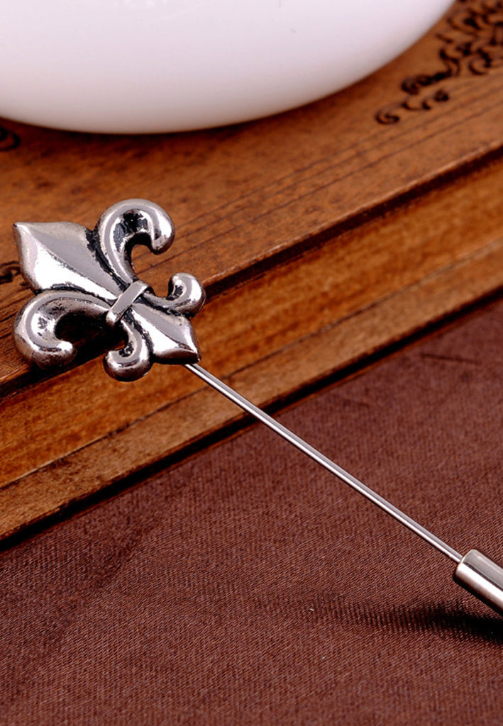 Matt Silver Fleur De Lys Lapel Pin