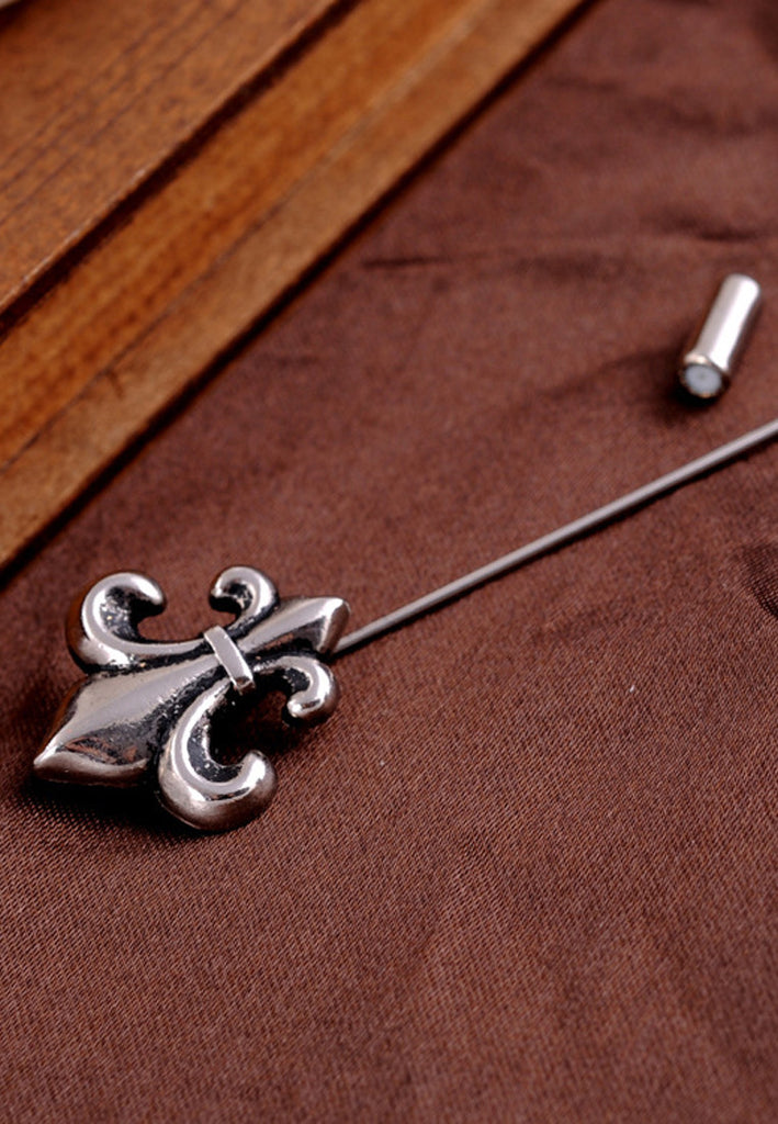 Matt Silver Fleur De Lys Lapel Pin