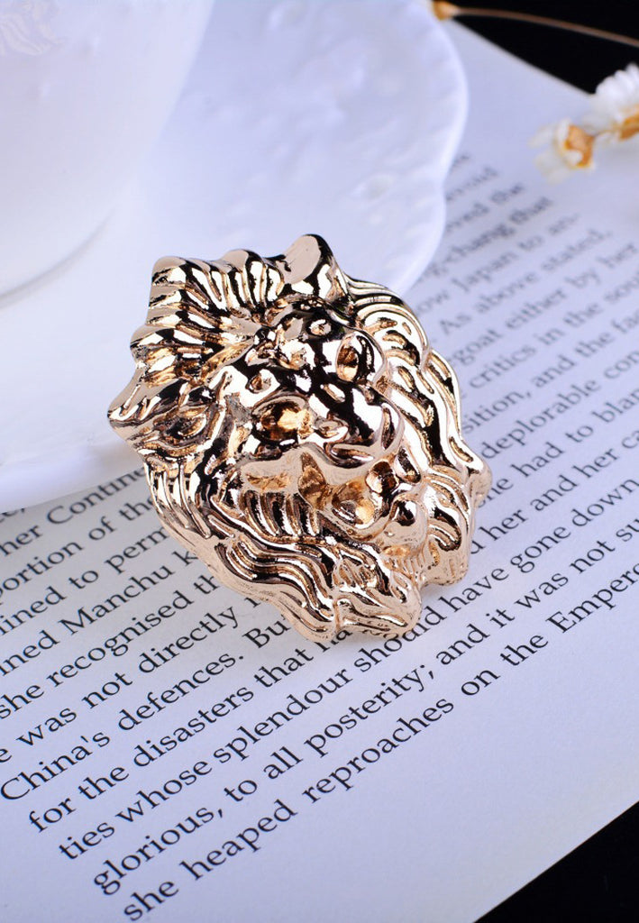 Gold Lion Head Lapel Pin