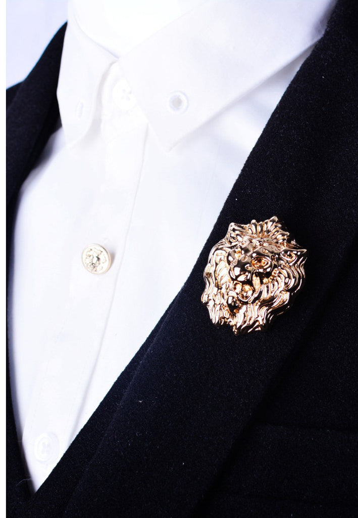 Gold Lion Head Lapel Pin