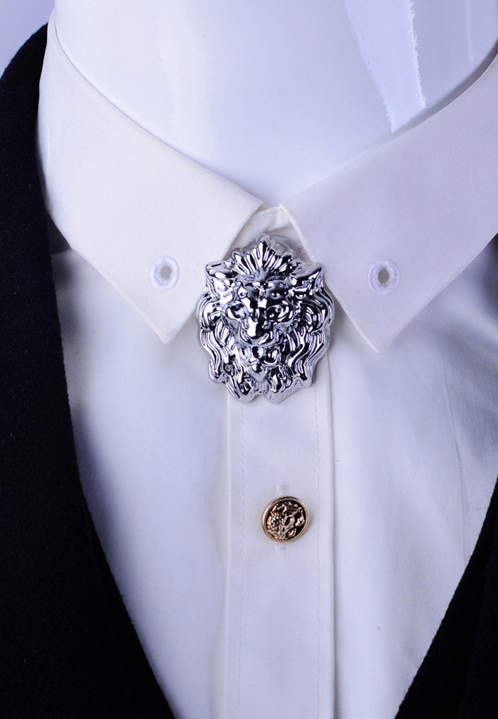Silver Lion Head Lapel Pin