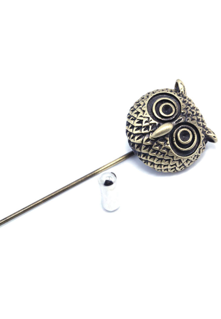 Brass Owl Lapel Pin